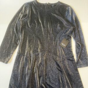 Simply Vera Wang XL black & silver shimmery knee length holiday dress new tags